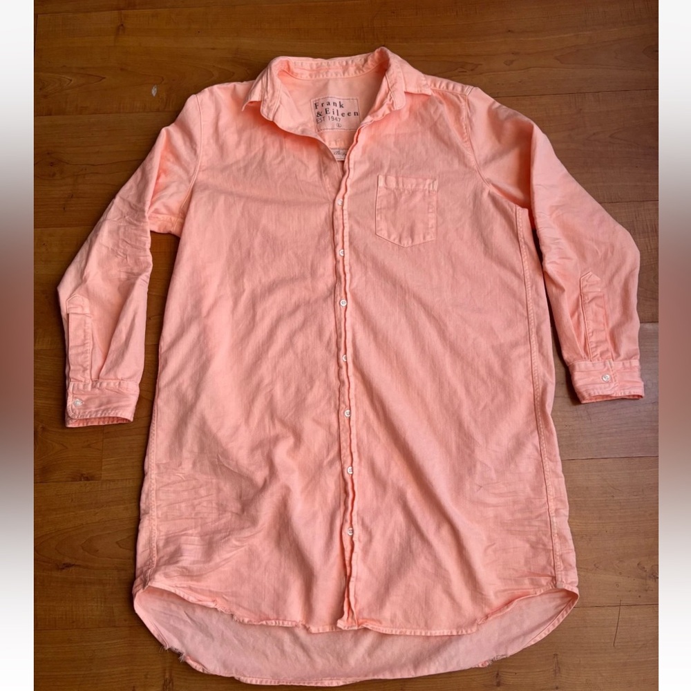 Frank & Eileen Mary Classic Shirtdress Creamsicle Tattered Denim L nwot